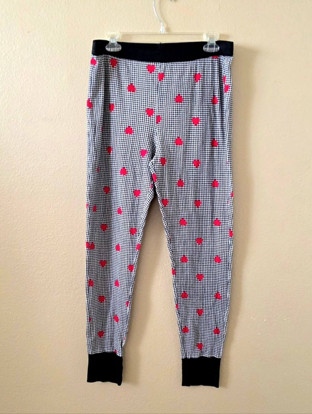 Victoria Secret Womens Houndstooth Heart Print Pajama Pants - Size Large